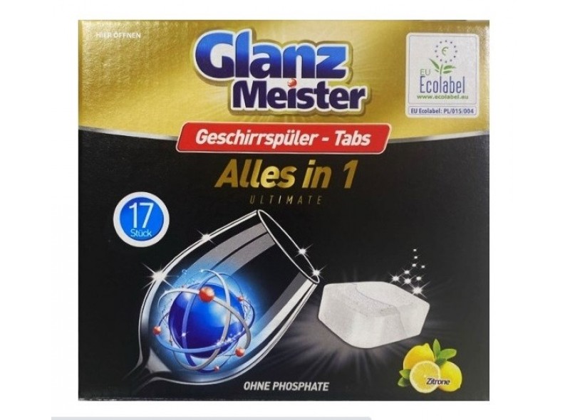 Таблетки для посудомийних машин Glanz Meister Alles 16 г х 17 шт (97-374) Таблетки для посудомийних машин Glanz Meister Alles 16 г х 17 шт (97-374)